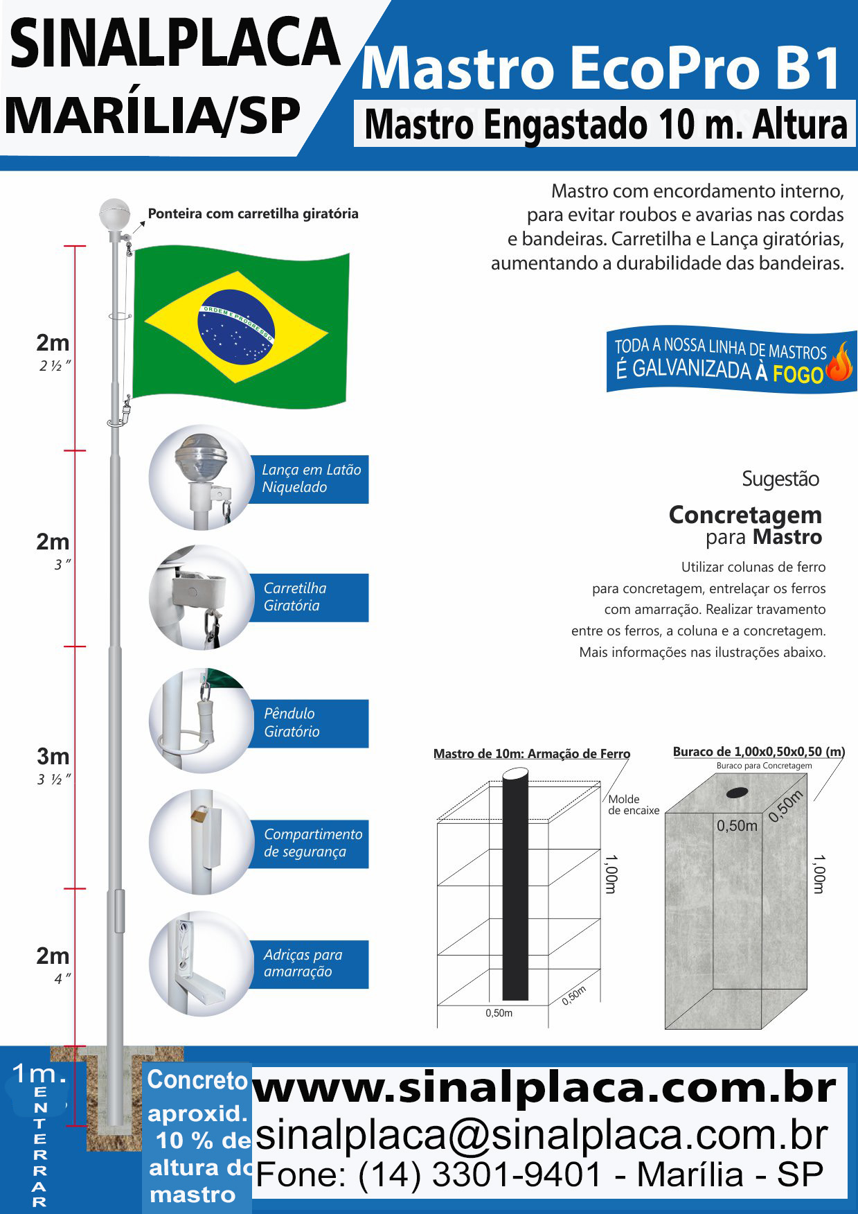 Mastro Tubo de A�o Galvanizado � Fogo